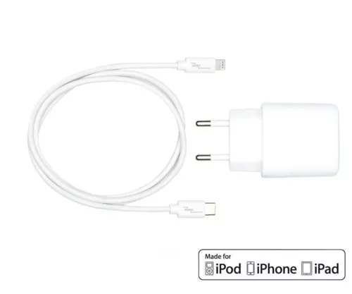 USB C+A Lade-Set 20W, PD, weiß, 1m Lightning/C 20W, 3,6V~5,9V/3A; 6~9V/2A; 9V~12V/1,5A
